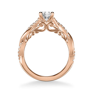 Artcarved Bridal Semi-Mounted with Side Stones Contemporary Lyric Engagement Ring Tilda 14K Rose Gold