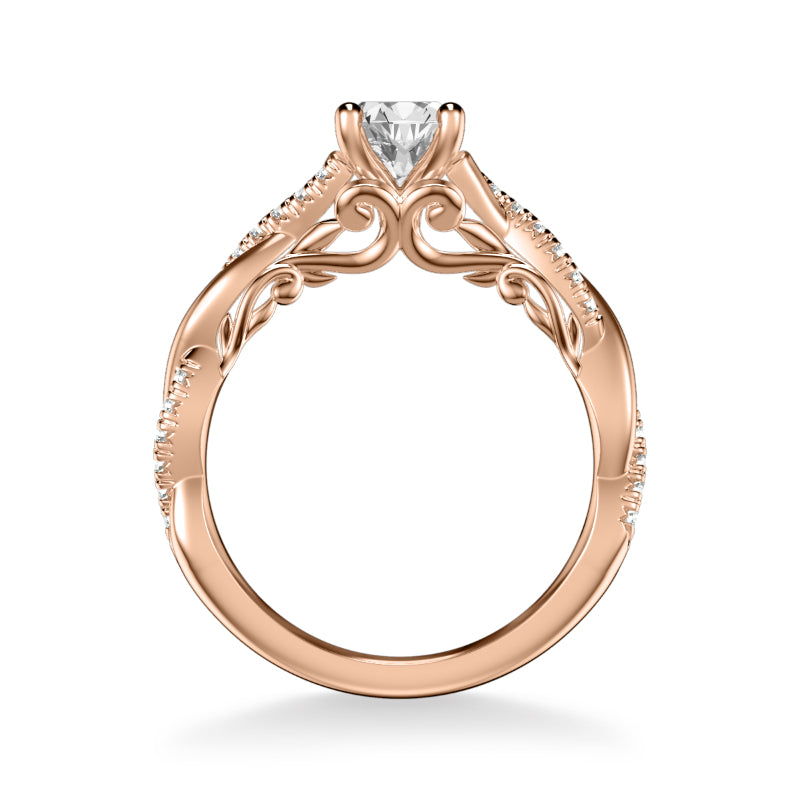 Artcarved Bridal Mounted with CZ Center Contemporary Lyric Engagement Ring Tilda 18K Rose Gold