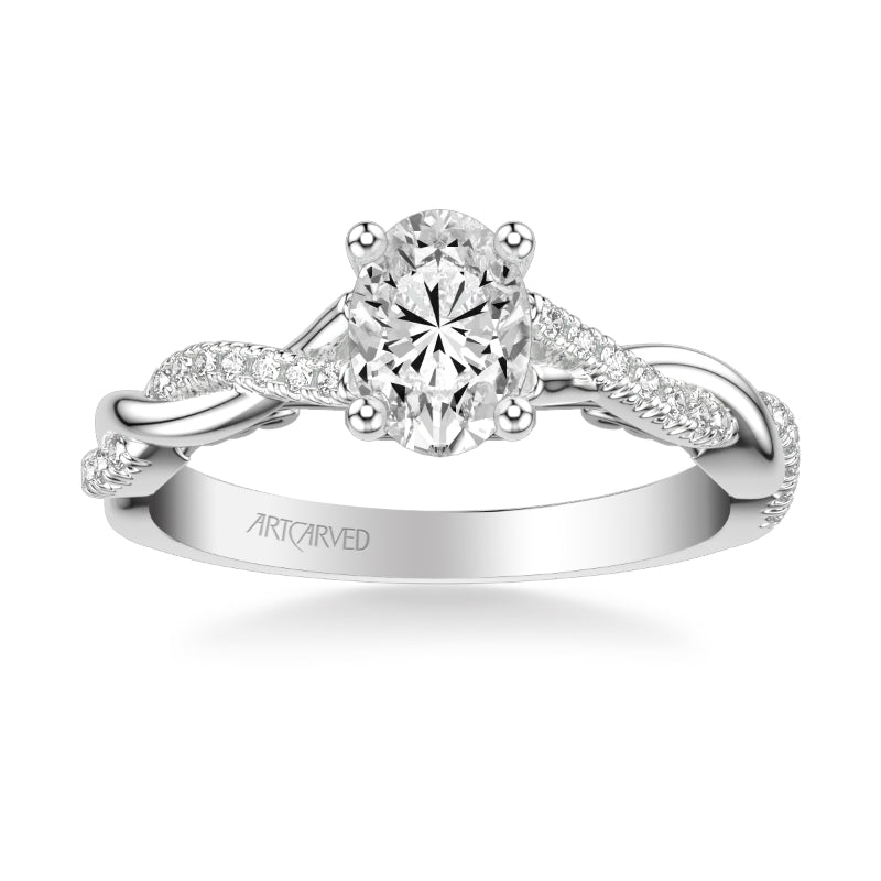 Artcarved Bridal Semi-Mounted with Side Stones Contemporary Lyric Engagement Ring Tilda 18K White Gold