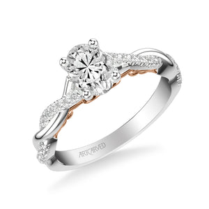 Artcarved Bridal Mounted with CZ Center Contemporary Lyric Engagement Ring Tilda 14K White Gold Primary & 14K Rose Gold