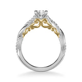 Artcarved Bridal Semi-Mounted with Side Stones Contemporary Lyric Engagement Ring Tilda 18K White Gold Primary & 18K Yellow Gold