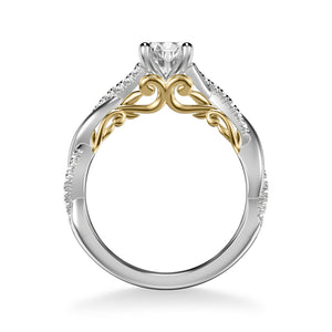 Artcarved Bridal Mounted with CZ Center Contemporary Lyric Engagement Ring Tilda 18K White Gold Primary & 18K Yellow Gold