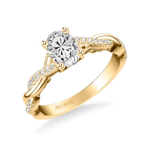 Artcarved Bridal Semi-Mounted with Side Stones Contemporary Lyric Engagement Ring Tilda 14K Yellow Gold