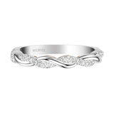Artcarved Bridal Mounted with Side Stones Contemporary Lyric Diamond Wedding Band Tilda 18K White Gold Primary & Rose Gold