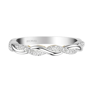 Artcarved Bridal Mounted with Side Stones Contemporary Lyric Diamond Wedding Band Tilda 18K White Gold Primary & 18K Yellow Gold