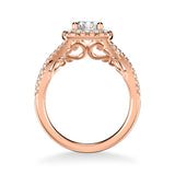 Artcarved Bridal Semi-Mounted with Side Stones Contemporary Lyric Halo Engagement Ring Shelby 18K Rose Gold