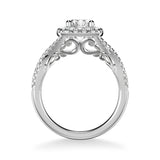 Artcarved Bridal Semi-Mounted with Side Stones Contemporary Lyric Halo Engagement Ring Shelby 18K White Gold