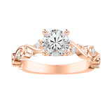 Artcarved Bridal Mounted with CZ Center Contemporary Lyric Engagement Ring 14K Rose Gold