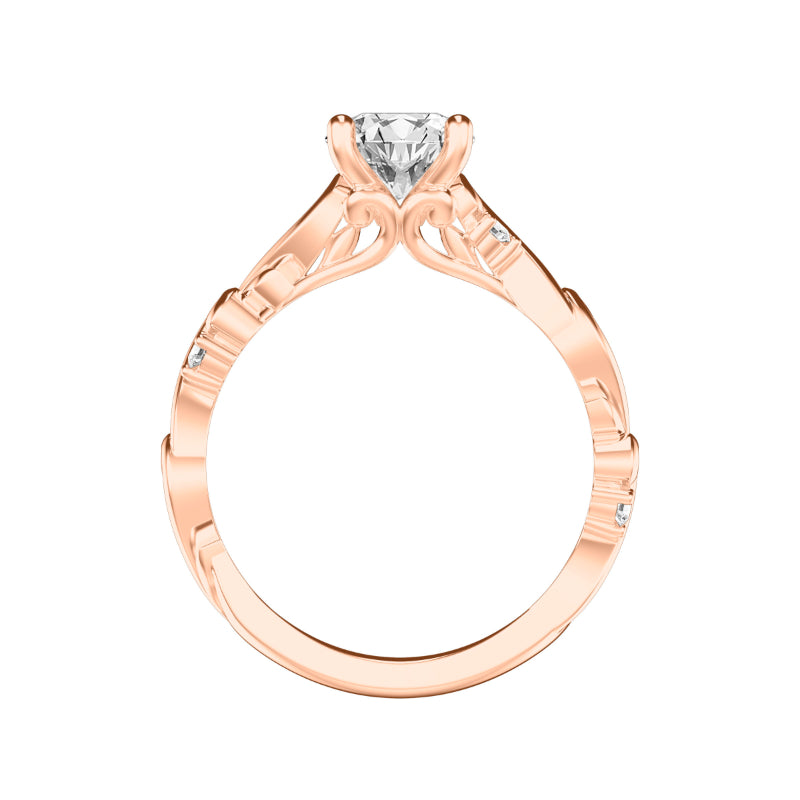 Artcarved Bridal Semi-Mounted with Side Stones Contemporary Lyric Engagement Ring 14K Rose Gold