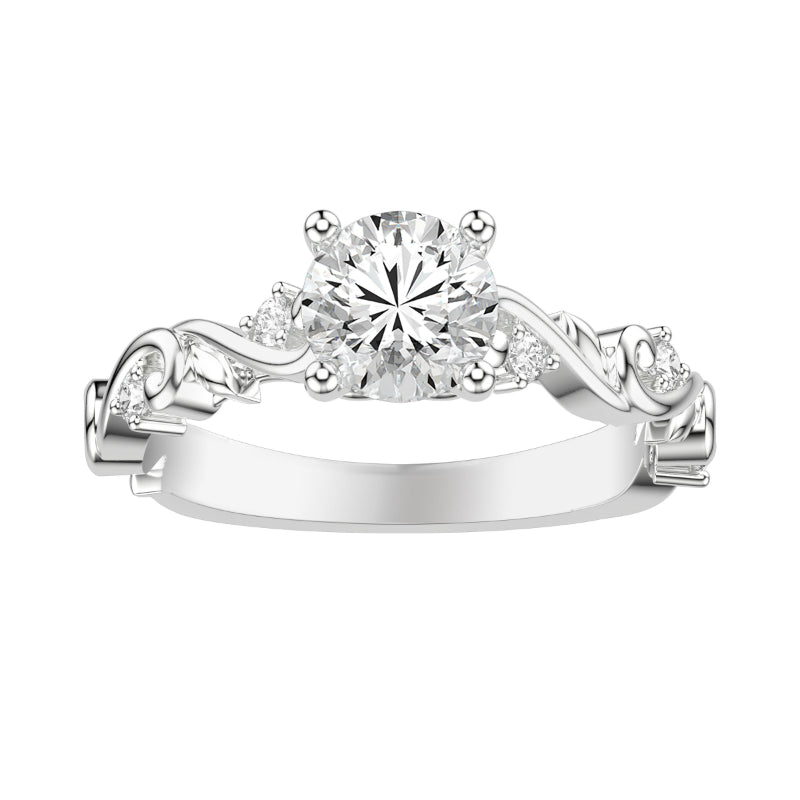 Artcarved Bridal Semi-Mounted with Side Stones Contemporary Lyric Engagement Ring 14K White Gold