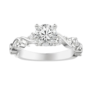 Artcarved Bridal Mounted with CZ Center Contemporary Lyric Engagement Ring 14K White Gold