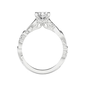Artcarved Bridal Mounted with CZ Center Contemporary Lyric Engagement Ring 14K White Gold