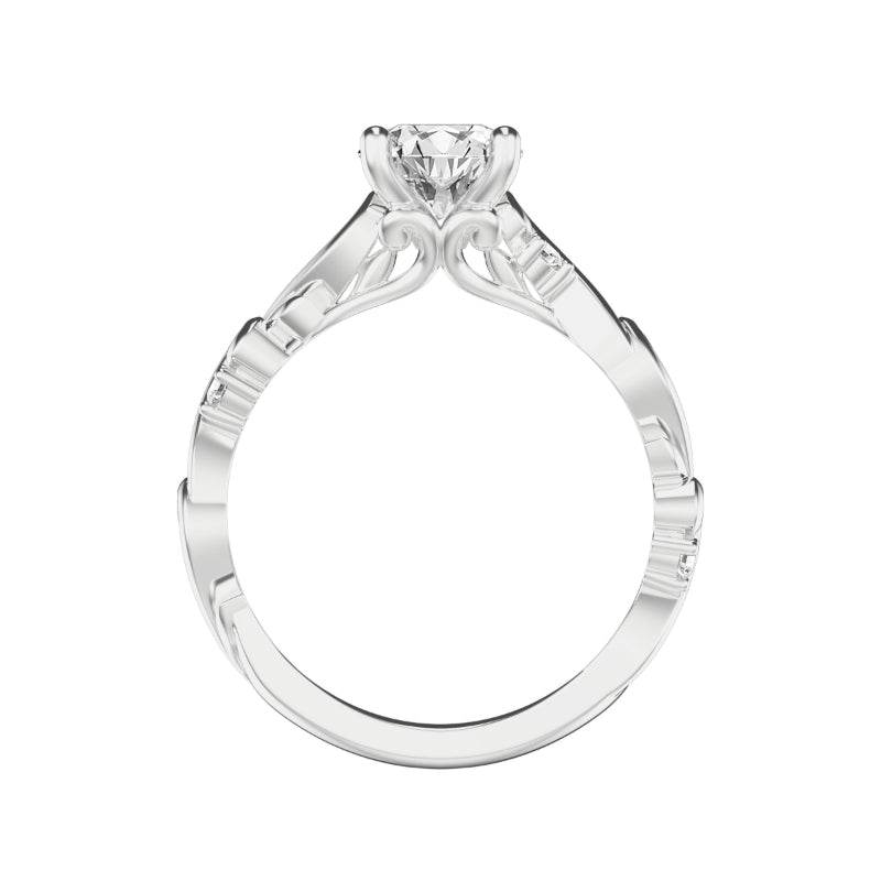 Artcarved Bridal Semi-Mounted with Side Stones Contemporary Lyric Engagement Ring 14K White Gold