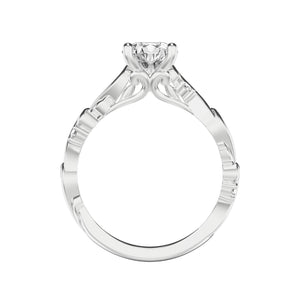 Artcarved Bridal Semi-Mounted with Side Stones Contemporary Lyric Engagement Ring 14K White Gold