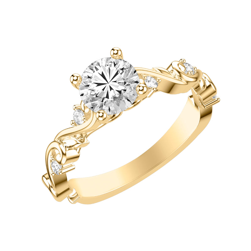 Artcarved Bridal Semi-Mounted with Side Stones Contemporary Lyric Engagement Ring 14K Yellow Gold