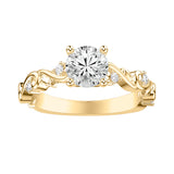 Artcarved Bridal Semi-Mounted with Side Stones Contemporary Lyric Engagement Ring 14K Yellow Gold