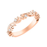 Artcarved Bridal Mounted with Side Stones Contemporary Lyric Wedding Band 14K Rose Gold