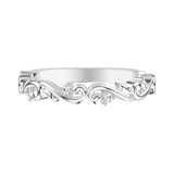 Artcarved Bridal Mounted with Side Stones Contemporary Lyric Wedding Band 14K White Gold