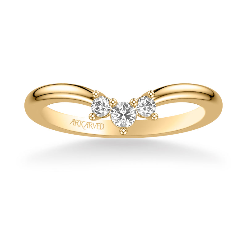 Artcarved Bridal Mounted with Side Stones Contemporary Diamond Wedding Band 18K Yellow Gold