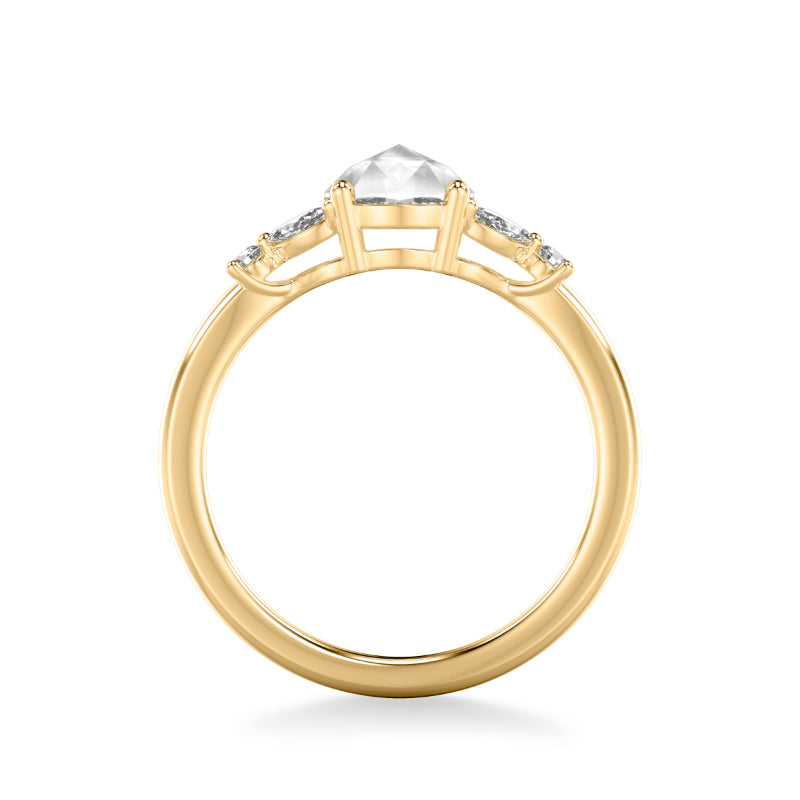 Artcarved Bridal Mounted Mined Live Center Contemporary Diamond Engagement Ring 14K Yellow Gold