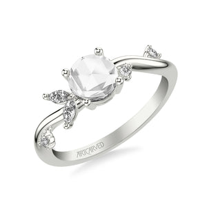 Artcarved Bridal Mounted Mined Live Center Contemporary Diamond Engagement Ring 14K White Gold