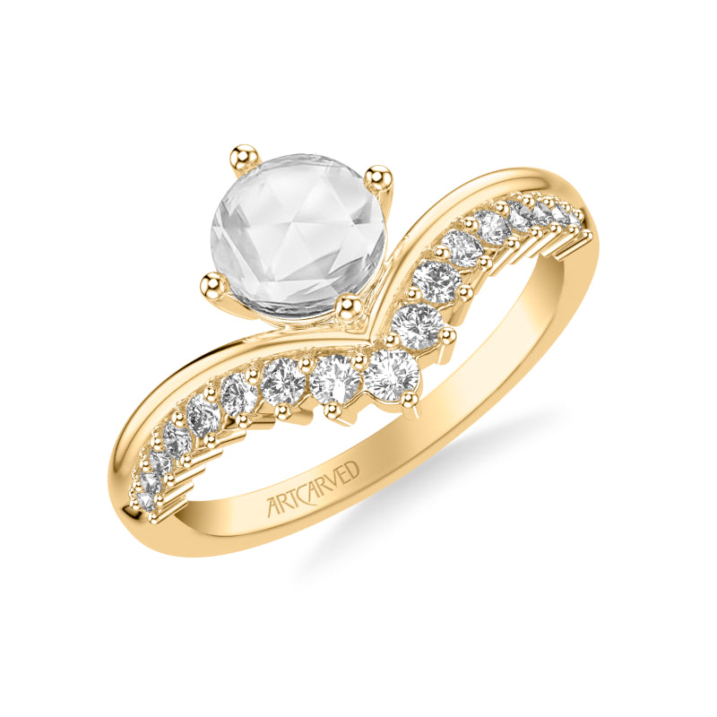 Artcarved Bridal Mounted Mined Live Center Contemporary Diamond Engagement Ring 14K Yellow Gold