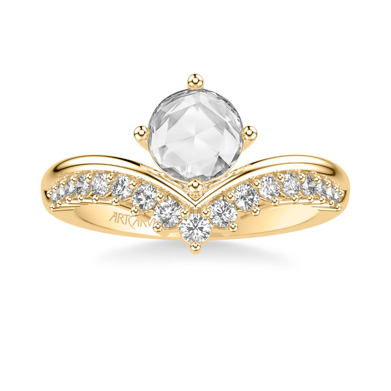 Artcarved Bridal Mounted Mined Live Center Contemporary Diamond Engagement Ring 14K Yellow Gold