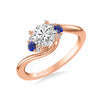 Artcarved Bridal Mounted with CZ Center Contemporary Engagement Ring 18K Rose Gold & Blue Sapphire