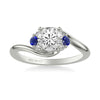 Artcarved Bridal Semi-Mounted with Side Stones Contemporary Engagement Ring 14K White Gold & Blue Sapphire