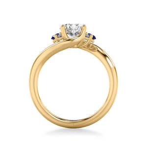 Artcarved Bridal Mounted with CZ Center Contemporary Engagement Ring 14K Yellow Gold & Blue Sapphire