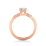 Artcarved Bridal Mounted with CZ Center Contemporary Engagement Ring 14K Rose Gold & Blue Sapphire