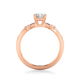 Artcarved Bridal Semi-Mounted with Side Stones Contemporary Engagement Ring 14K Rose Gold & Blue Sapphire