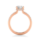 Artcarved Bridal Mounted with CZ Center Classic Engagement Ring 14K Rose Gold