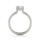 Artcarved Bridal Semi-Mounted with Side Stones Classic Engagement Ring 14K White Gold