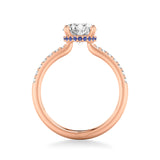 Artcarved Bridal Semi-Mounted with Side Stones Classic Engagement Ring 18K Rose Gold & Blue Sapphire
