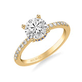 Artcarved Bridal Mounted with CZ Center Classic Engagement Ring 14K Yellow Gold & Blue Sapphire