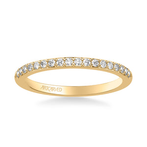 Artcarved Bridal Mounted with Side Stones Classic Diamond Wedding Band 14K Yellow Gold