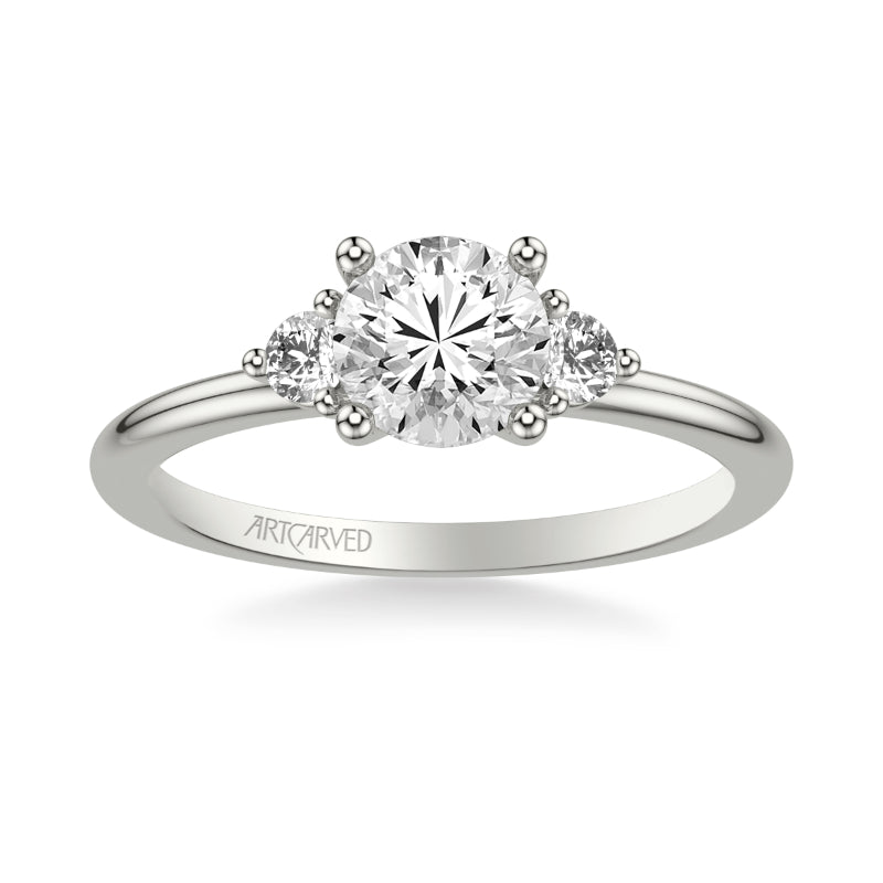 Artcarved Bridal Mounted with CZ Center Classic Engagement Ring 14K White Gold