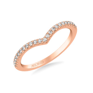 Artcarved Bridal Mounted with Side Stones Classic Diamond Wedding Band 14K Rose Gold