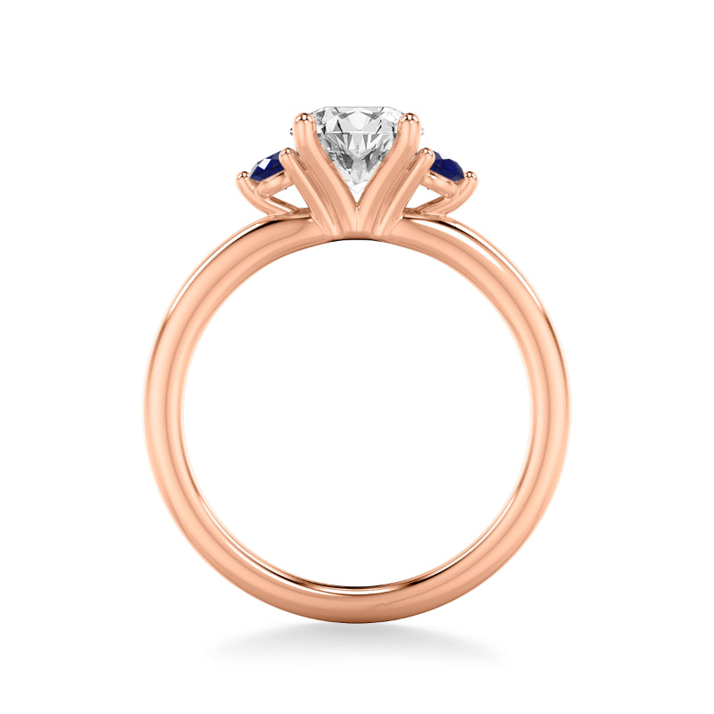 Artcarved Bridal Mounted with CZ Center Classic Engagement Ring 18K Rose Gold & Blue Sapphire