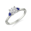 Artcarved Bridal Mounted with CZ Center Classic Engagement Ring 18K White Gold & Blue Sapphire