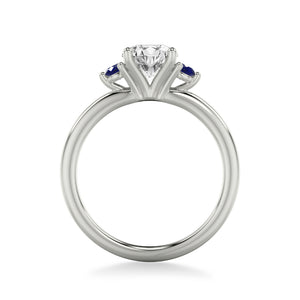 Artcarved Bridal Semi-Mounted with Side Stones Classic Engagement Ring 18K White Gold & Blue Sapphire