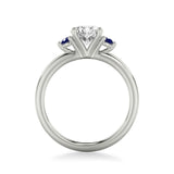 Artcarved Bridal Mounted with CZ Center Classic Engagement Ring 14K White Gold & Blue Sapphire