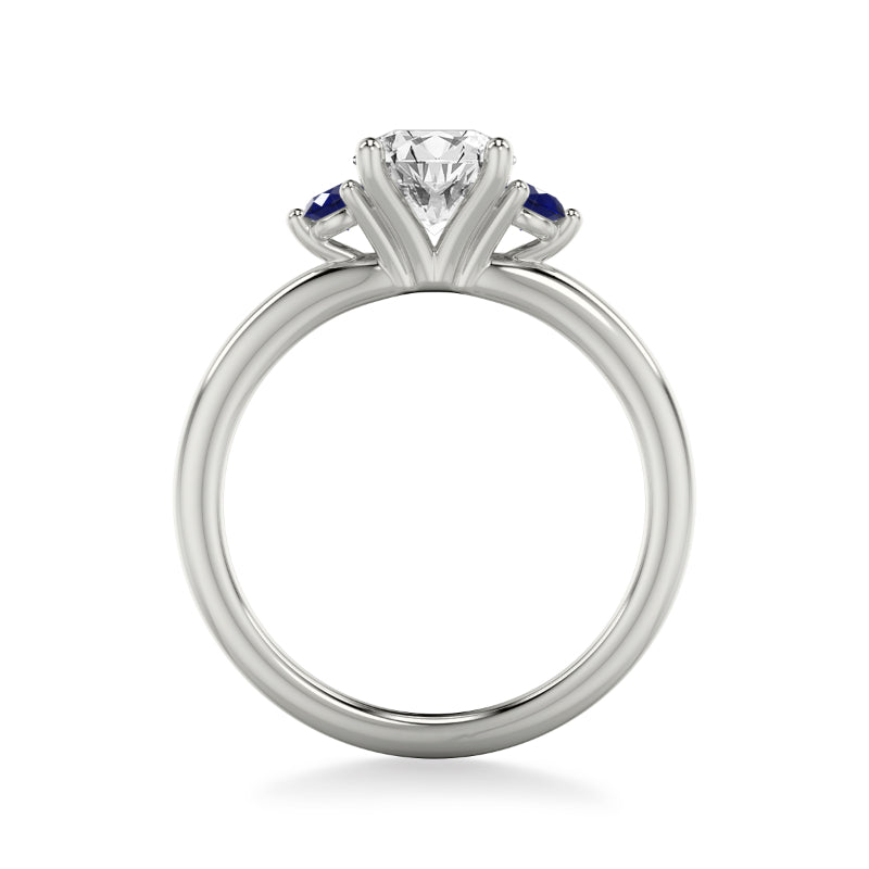 Artcarved Bridal Semi-Mounted with Side Stones Classic Engagement Ring 14K White Gold & Blue Sapphire