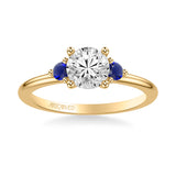 Artcarved Bridal Semi-Mounted with Side Stones Classic Engagement Ring 14K Yellow Gold & Blue Sapphire