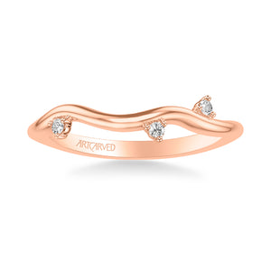 Artcarved Bridal Mounted with Side Stones Contemporary Diamond Wedding Band 14K Rose Gold