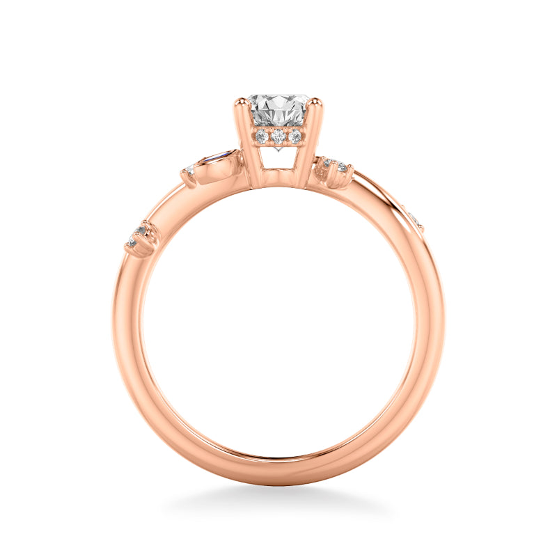 Artcarved Bridal Mounted with CZ Center Contemporary Engagement Ring 14K Rose Gold & Blue Sapphire