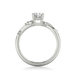 Artcarved Bridal Mounted with CZ Center Contemporary Engagement Ring 14K White Gold & Blue Sapphire