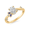 Artcarved Bridal Mounted with CZ Center Contemporary Engagement Ring 14K Yellow Gold & Blue Sapphire