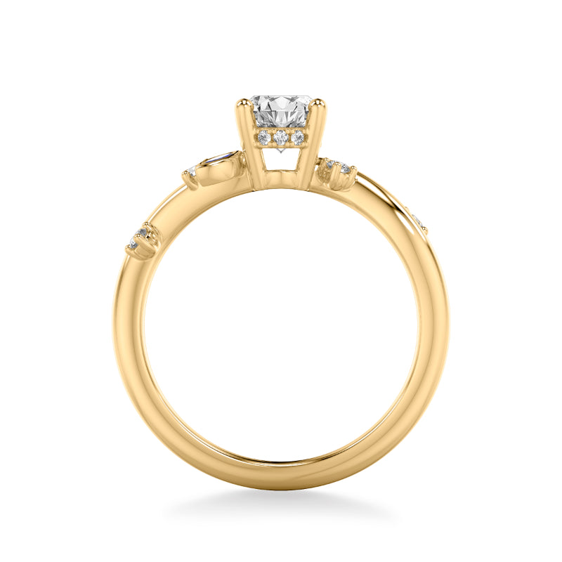 Artcarved Bridal Mounted with CZ Center Contemporary Engagement Ring 14K Yellow Gold & Blue Sapphire